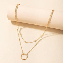 Double Layer Ring Necklace (Golden) With Coin Pearl Choker Roposo Clout